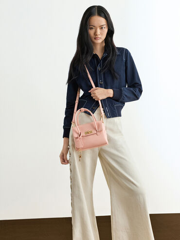 Tas Tote Turn-Lock Kerry Mini, Pink, hi-res