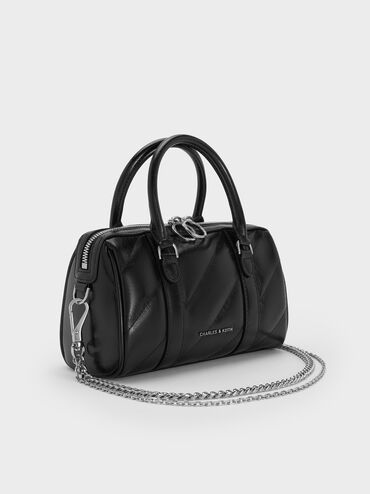 Tas Bowling Chain-Handle Panelled Philomena, Noir, hi-res