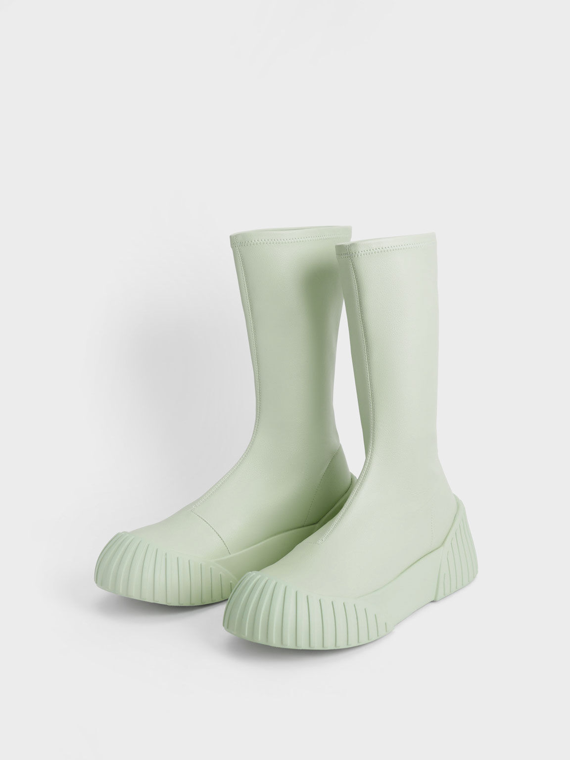 Sepatu Boots Calf Adrian Chunky Sole, Light Green, hi-res