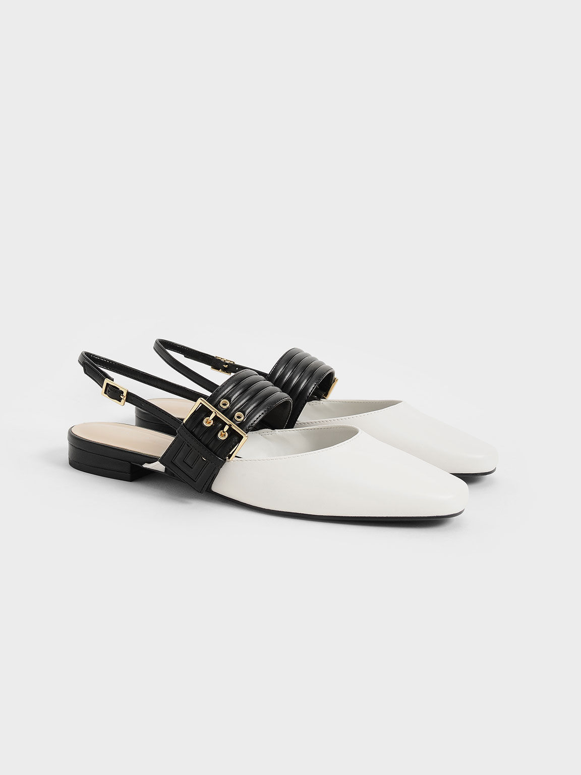 Sepatu Grommet Strap Slingback Mary Janes, Chalk, hi-res