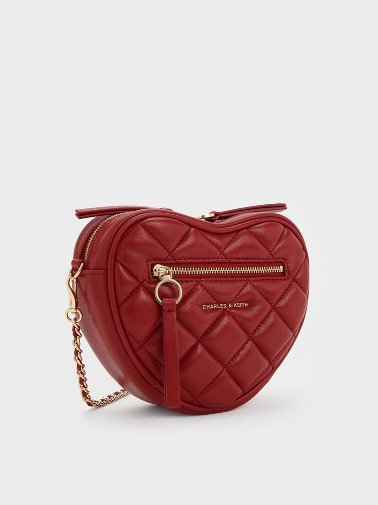 Tas Selempang Quilted Heart Pafutto, Tomato Red, hi-res