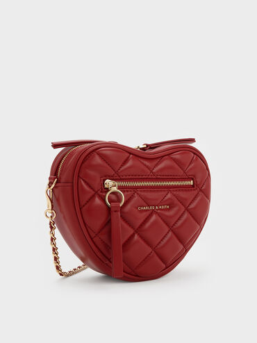 Tas Selempang Quilted Heart Pafutto, Tomato Red, hi-res