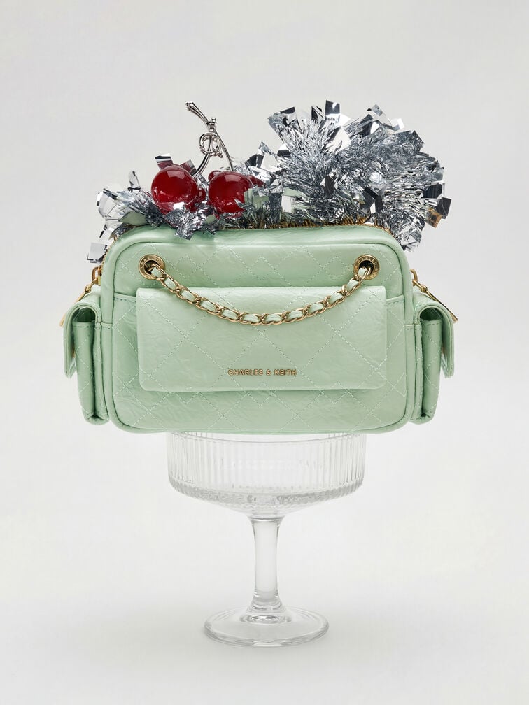 Tas Selempang Quilted Duo, Mint Green, hi-res