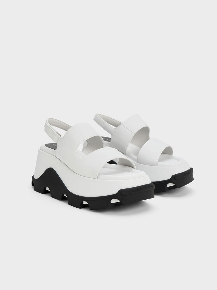 Sandal Asymmetric Platform Two-Tone, White, hi-res