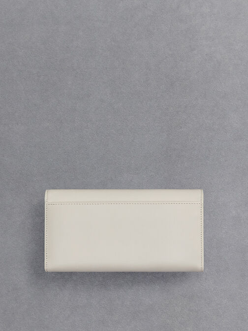 Dompet Chain-Strap Leather, White, hi-res