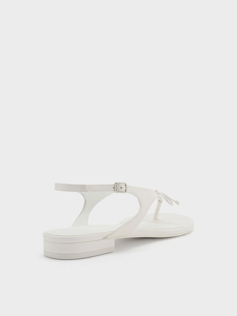 Sandal Thong Slingbacks Bow, White, hi-res