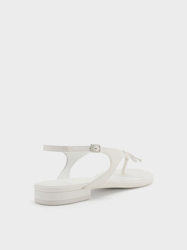 Sandal Thong Slingbacks Bow, White, hi-res