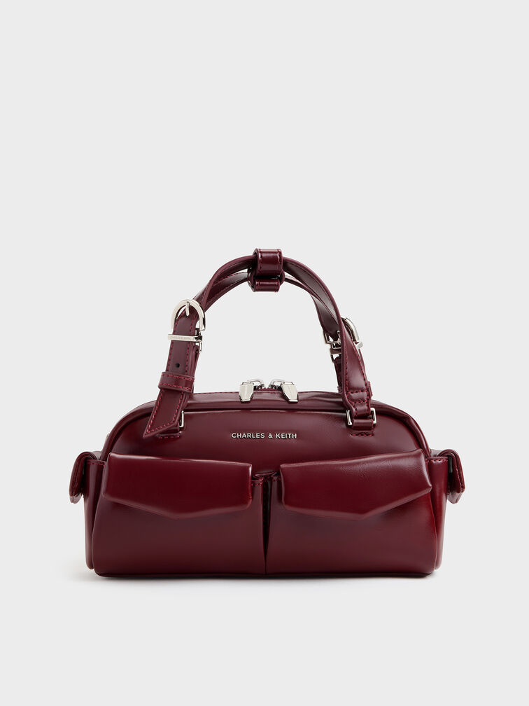 Rachel Multi-Pocket Bowling Bag, Burgundy, hi-res