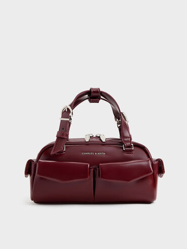 Rachel Multi-Pocket Bowling Bag, Burgundy, hi-res