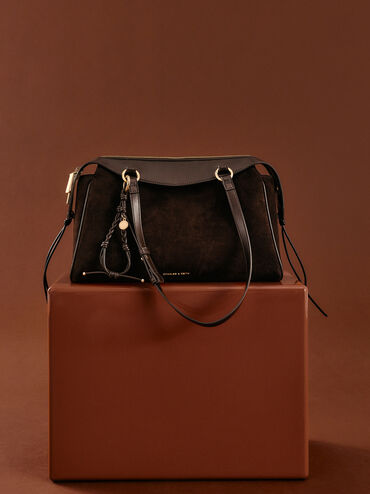 Tas Bahu Braided-Charm Haylen, Espresso Brown, hi-res