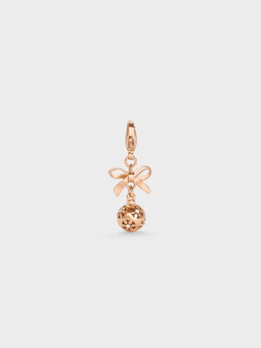 Gantungan Snowflake-Ball Crystal Embellished Bow Athalia, Rose Gold, hi-res
