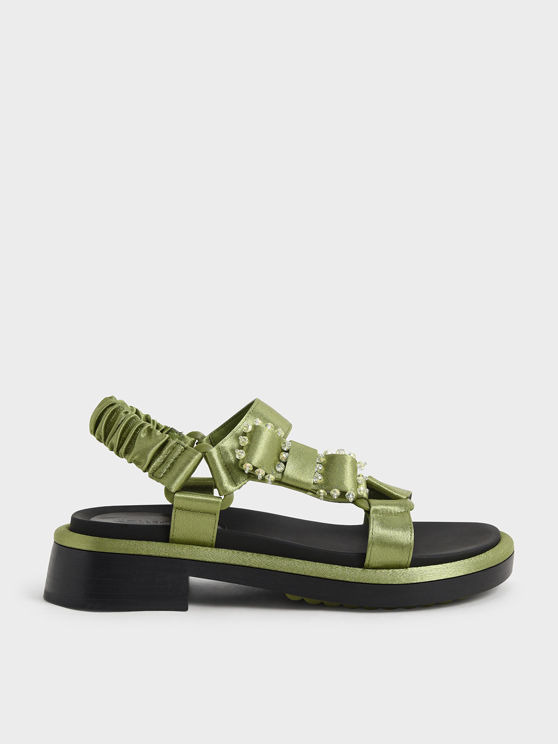 Green Miko Gem-Embellished Satin 