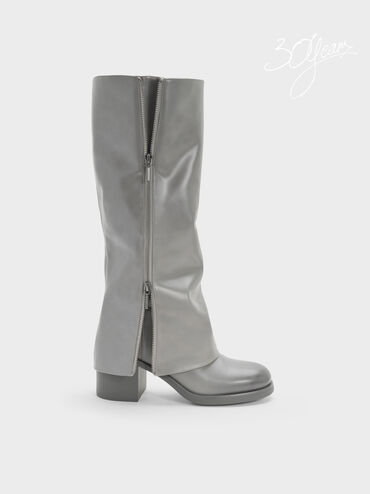Septau Boots Louise Knee-High Burnished, Light Grey, hi-res