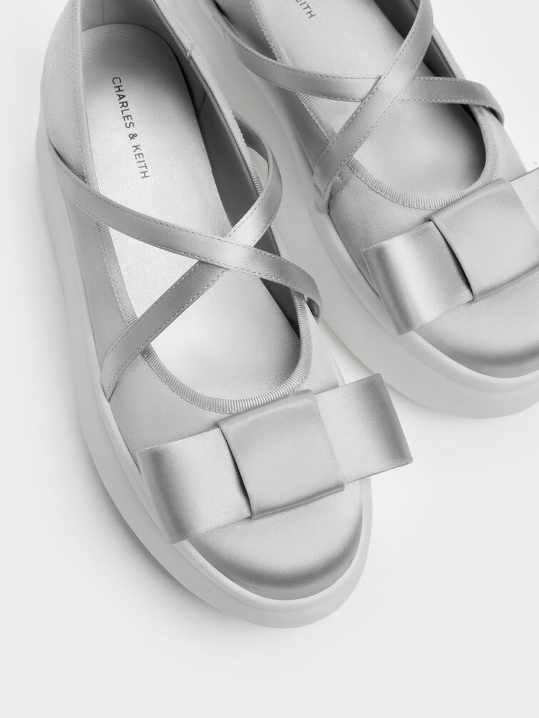 Brantley Bow Platform Mary Janes, Grey, hi-res