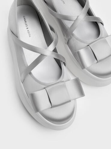 Sepatu Mary Janes Platform Bow Brantley, Grey, hi-res