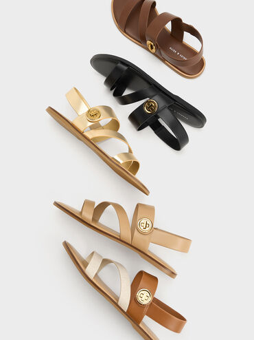 Sandal Strappy Turn Lock Yara, Caramel, hi-res