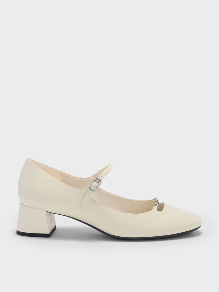 Shila Chain Mary Jane Pumps, Chalk, hi-res