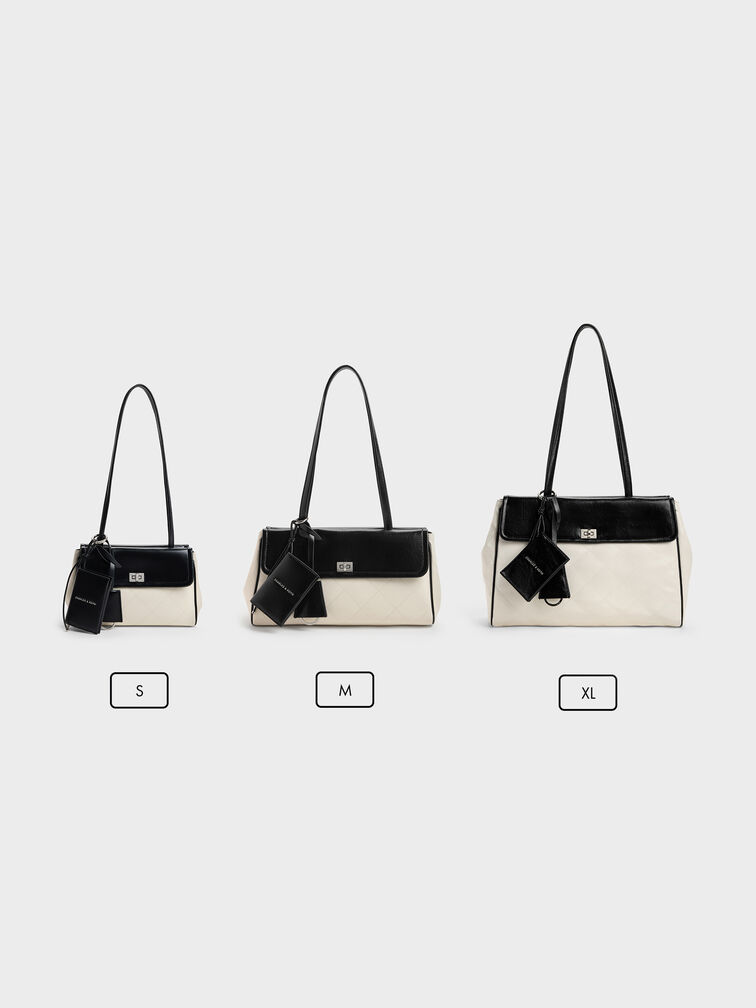 Tas Tote Quilted Apfra Two-Tone, Multi Cream, hi-res