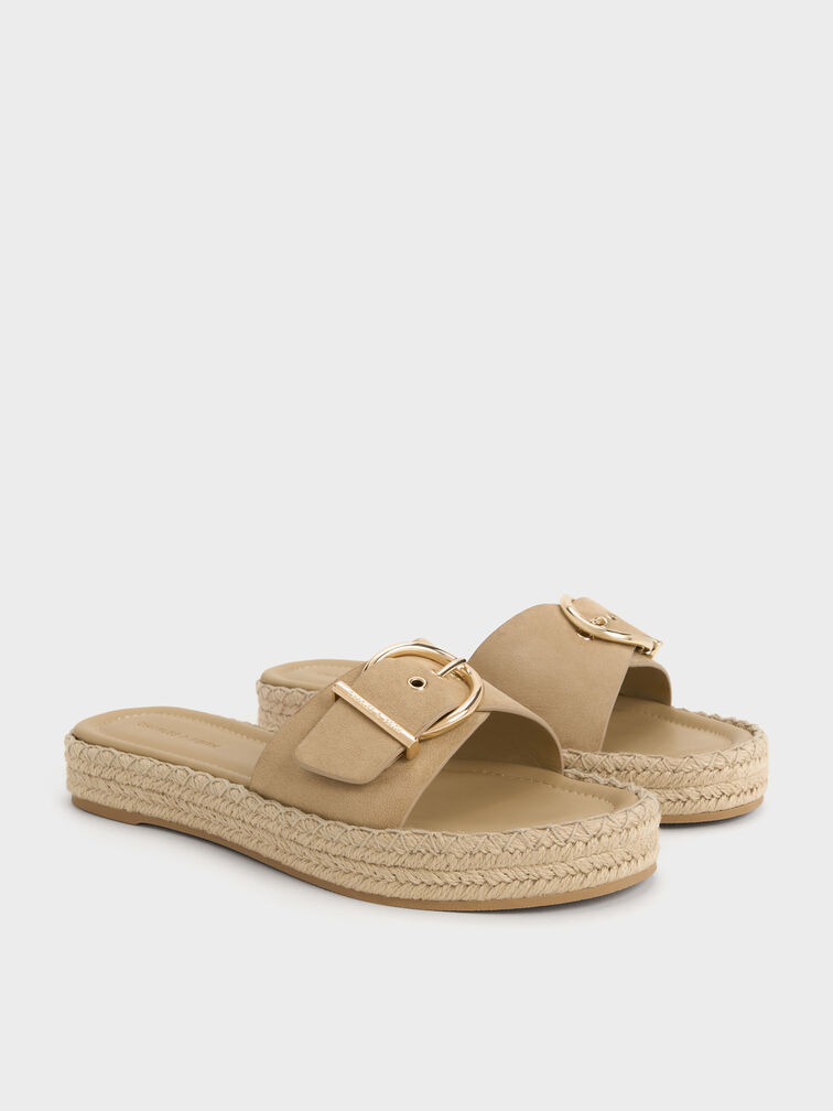 Sandal Espadrille Buckled Kaida Faux Suede, Sand2, hi-res