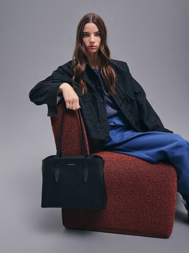 Tas Tote Elongated-Handle Allyn, Noir, hi-res