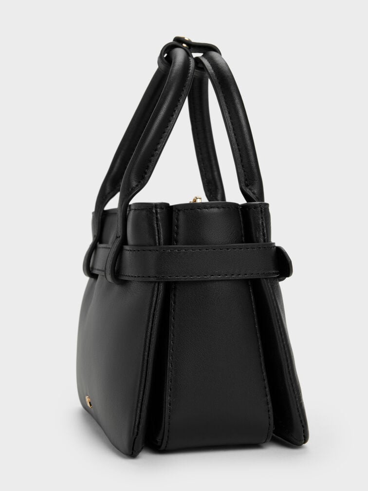 Tas Tote Belted Jody Leather, Black, hi-res
