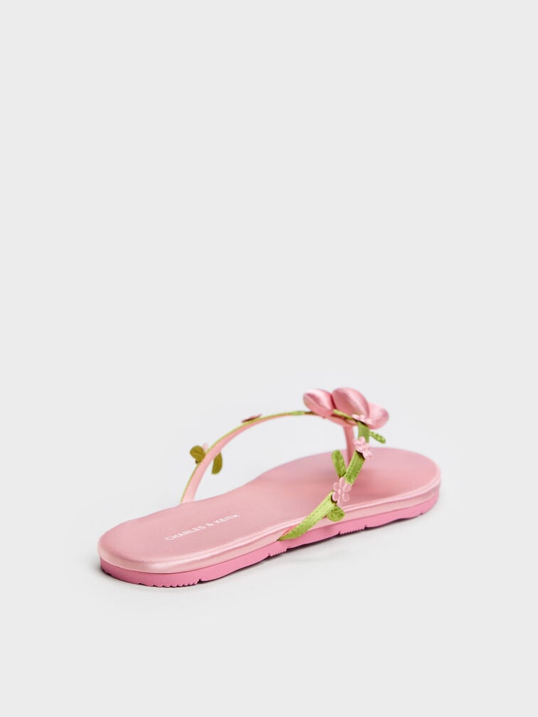 Sandal Thong Flower Puffy, Pink, hi-res