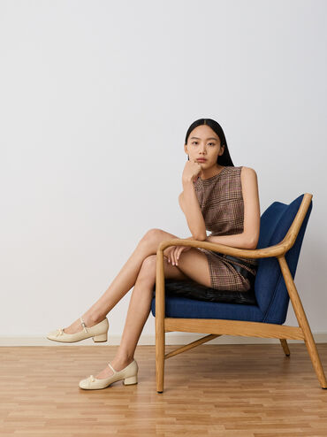 Kelis Rose-Bow Mary Jane Pumps, Beige, hi-res