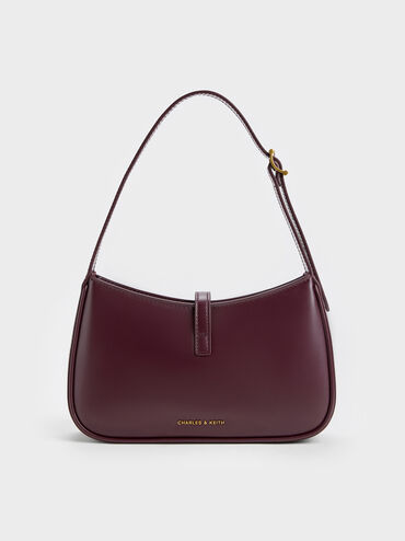 Tas Bahu Metallic Accent Cesia, Wineberry Red, hi-res