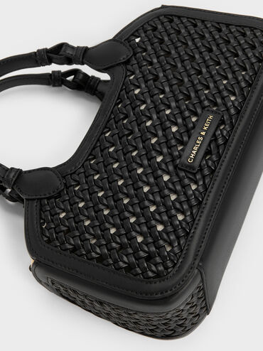 Mini Azure Woven Tote Bag, Black, hi-res