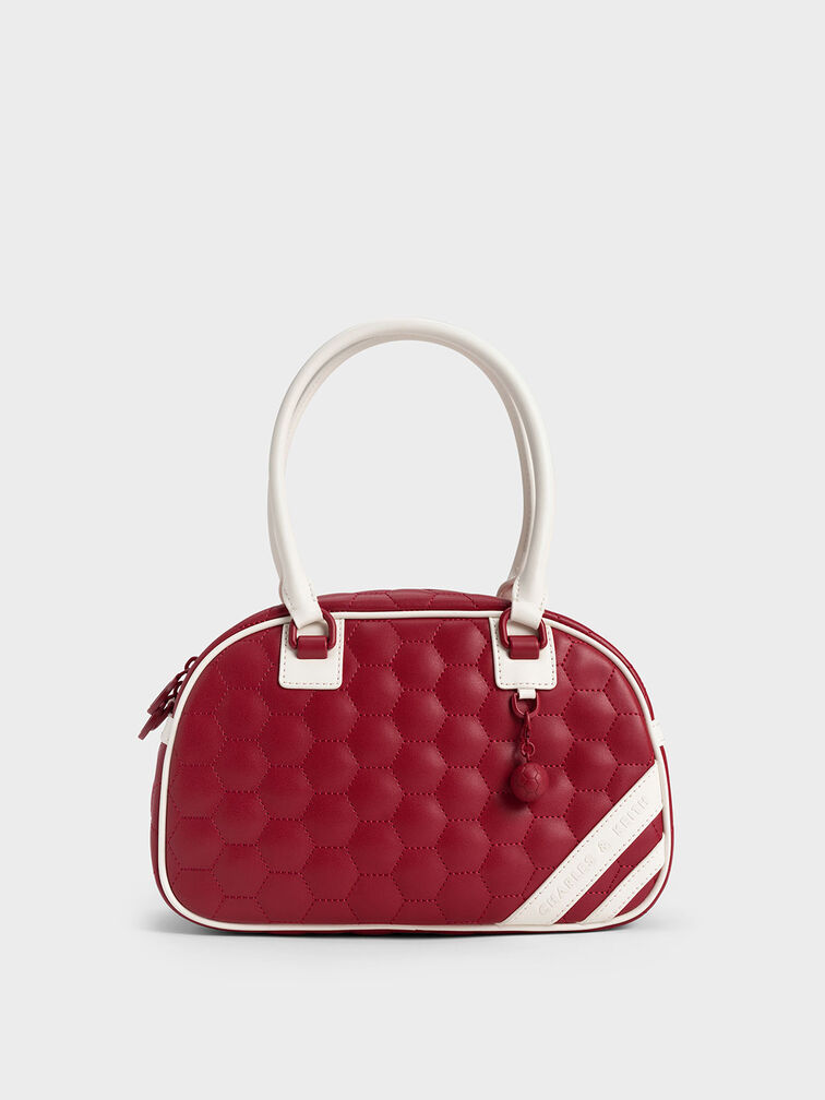 Tas Bowling Striped Textured, Red, hi-res