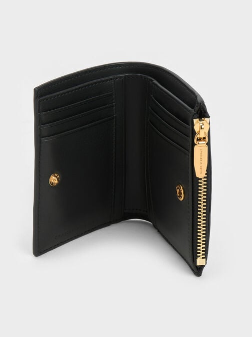 Apolline Textured Top-Zip Wallet, Black, hi-res