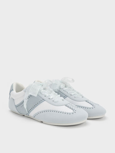 Cece Heart-Motif Sheer-Lace Sneakers, Light Blue, hi-res