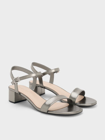Sandal Ankle-Strap Block-Heel Snake-Print Alec, Pewter, hi-res