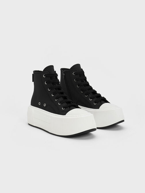 Sepatu Sneakers Chunky Platform High-Top, Black, hi-res