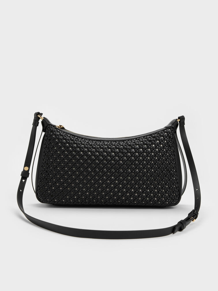 Tas Bahu Woven Calla, Black, hi-res
