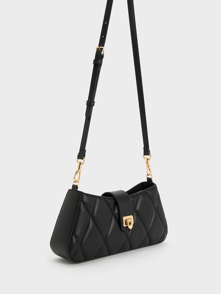 Arwen Quilted Chunky Chain Bag, Black, hi-res