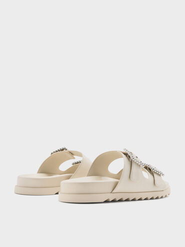Gem-Buckle Double-Strap Sandals, Chalk, hi-res