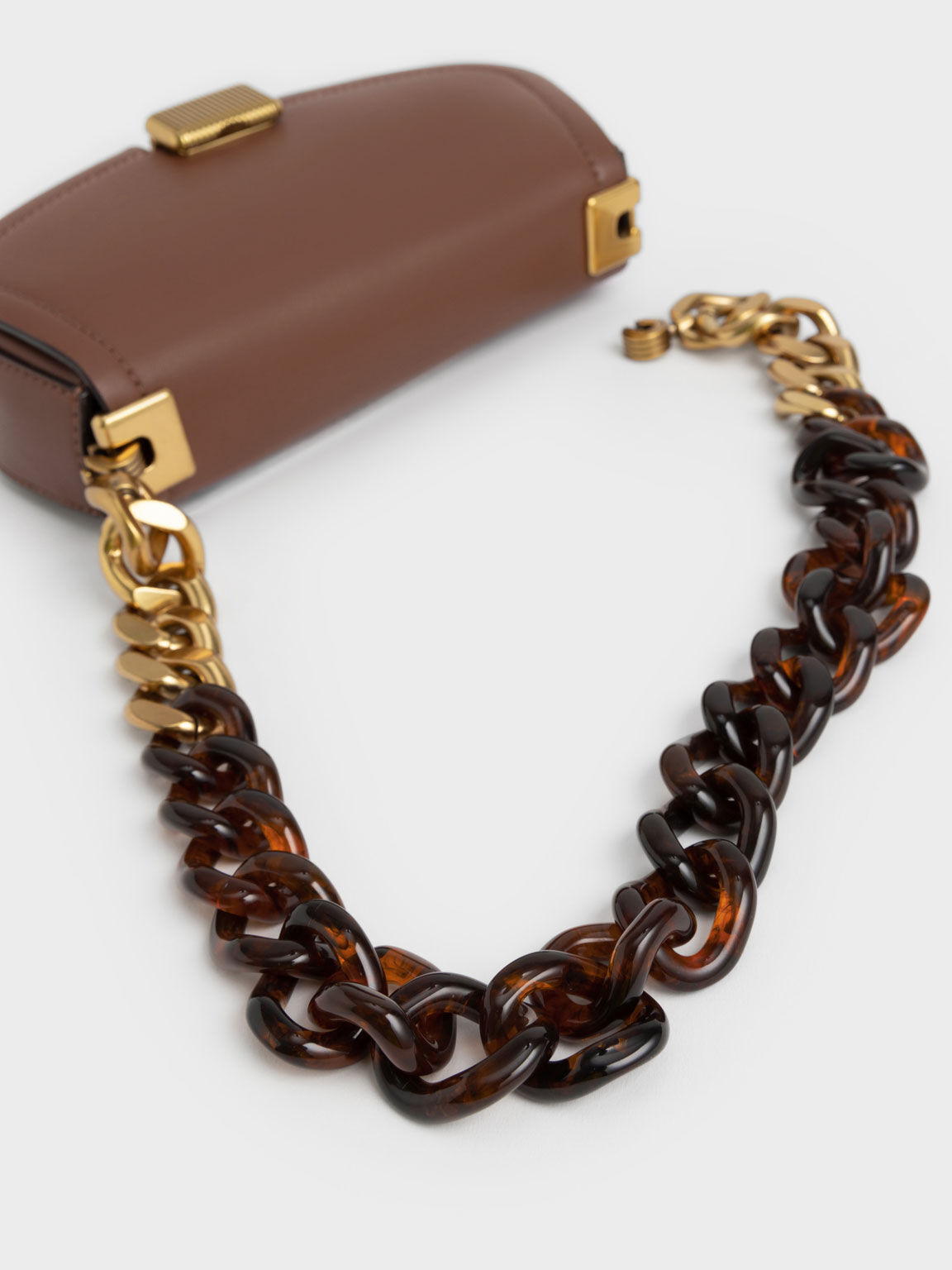 Sonnet Two-Tone Chain Handle Shoulder Bag, Chocolate, hi-res