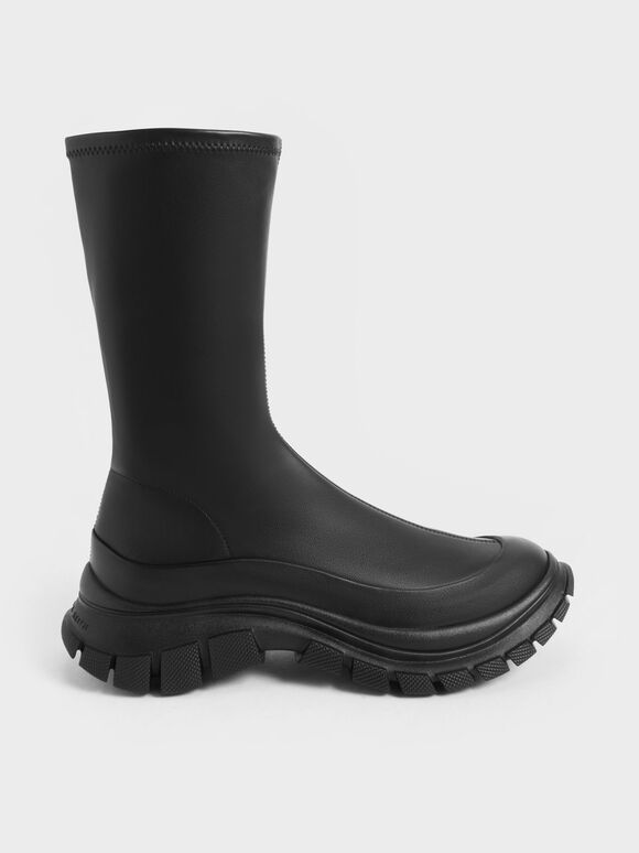 Sepatu Boots Sculptural Chunky Platform, Black, hi-res