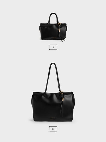 Tas Tote Tassel Zephyr Mini, Black, hi-res