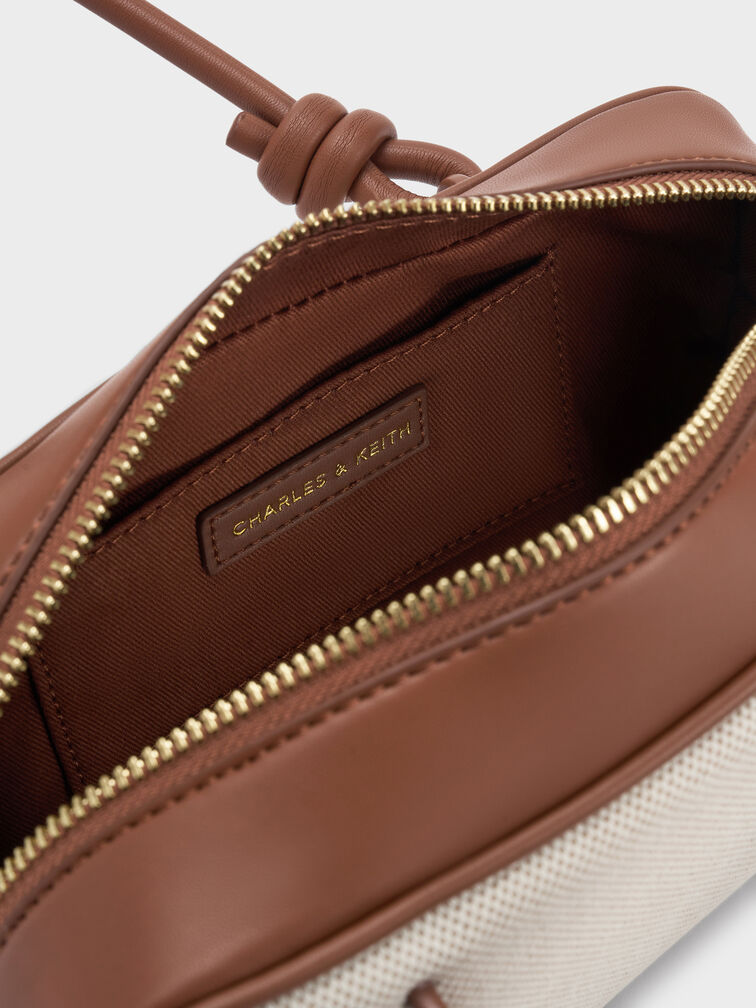 Tas Elongated Knotted-Handle Canvas Sammie, Taupe Canvas, hi-res