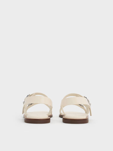 Sandal Slingback Buckle-Strap Double, Cream, hi-res