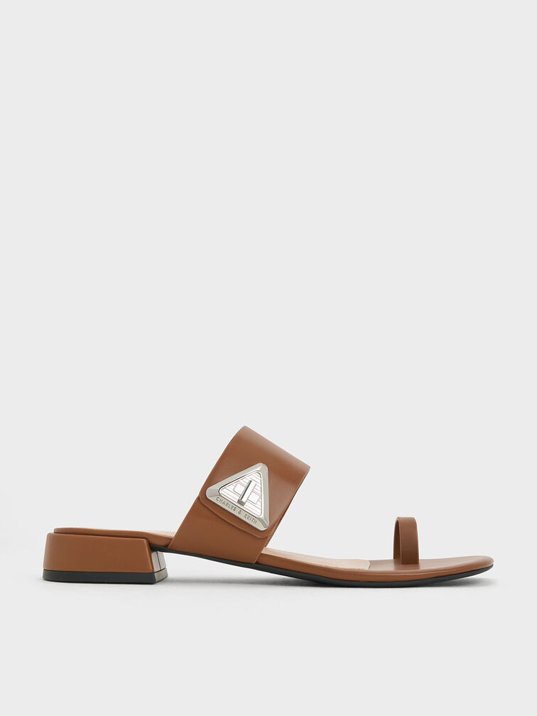 Trice Metallic Accent Toe-Ring Sandals, Cognac, hi-res