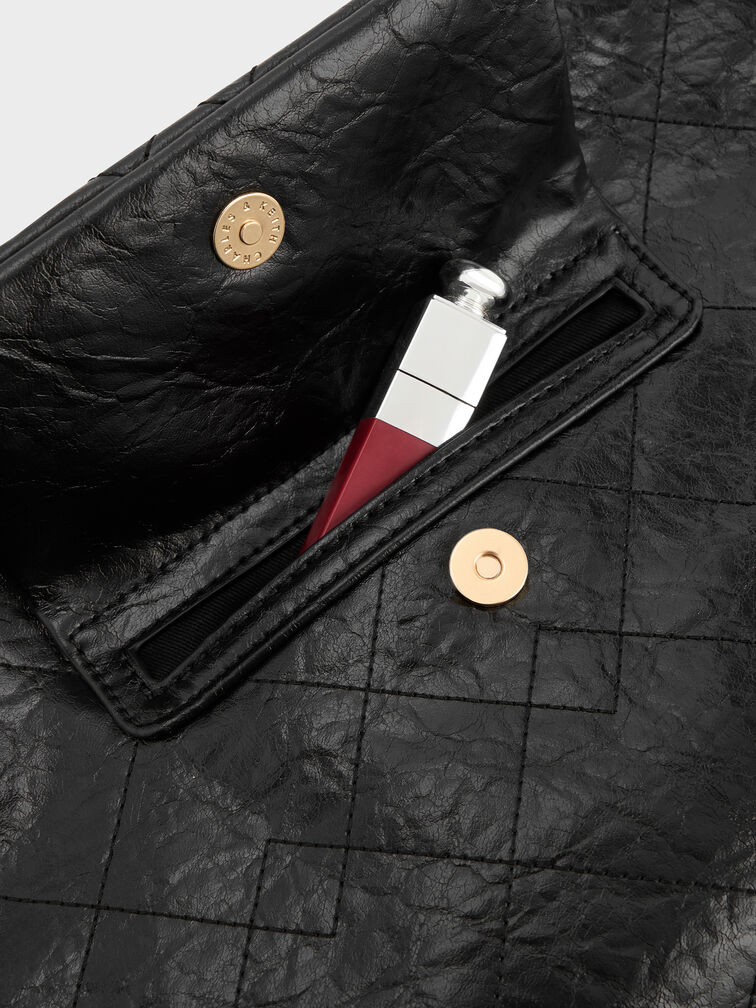 Tas Hobo Front-Pocket Quilted Duo, Black, hi-res