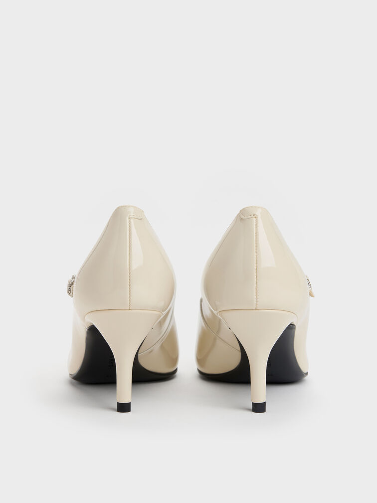 Sepatu Pumps Asymmetric-Strap Patent, Chalk, hi-res
