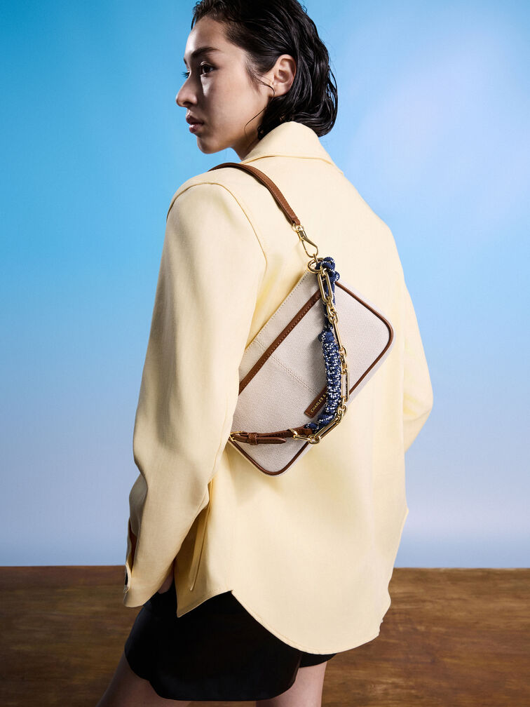 Tas Bahu Knotted-Rope Addison Canvas, Taupe Canvas, hi-res