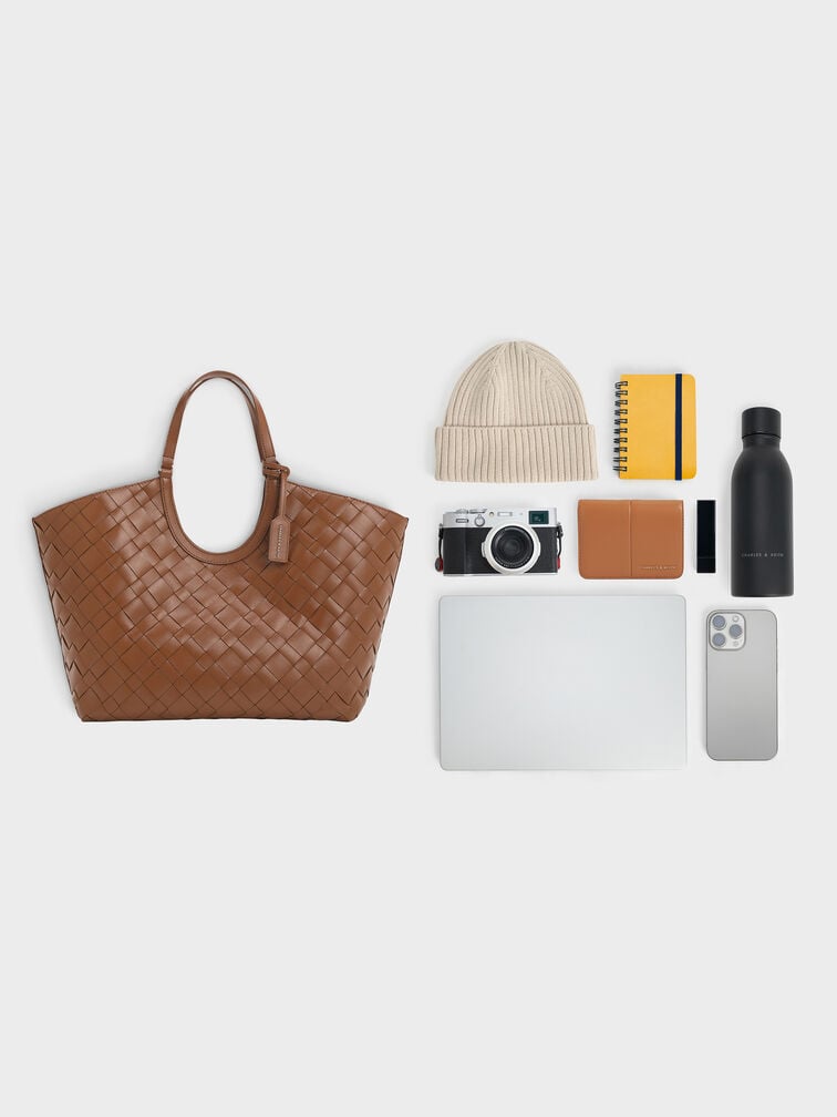 Tote Bag Woven Ivette, Chocolate, hi-res