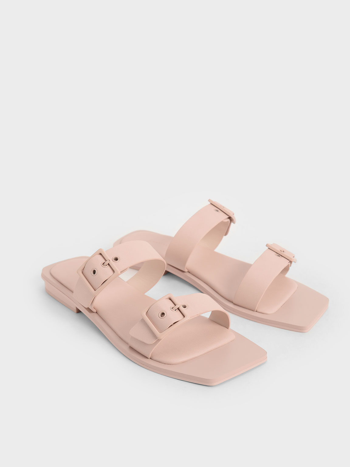 Sandal Slide Square Toe Buckled, Pink, hi-res