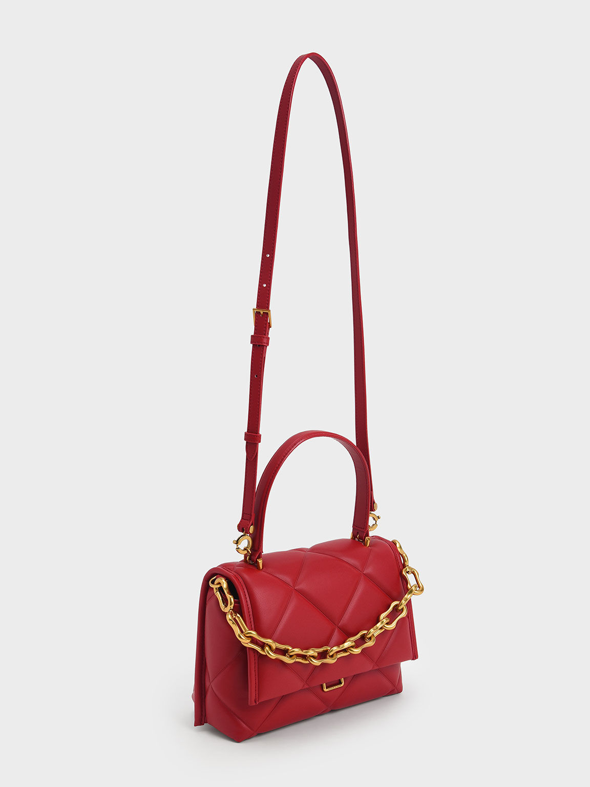 Tas Quilted Gemma Chunky Chain Link, Red, hi-res
