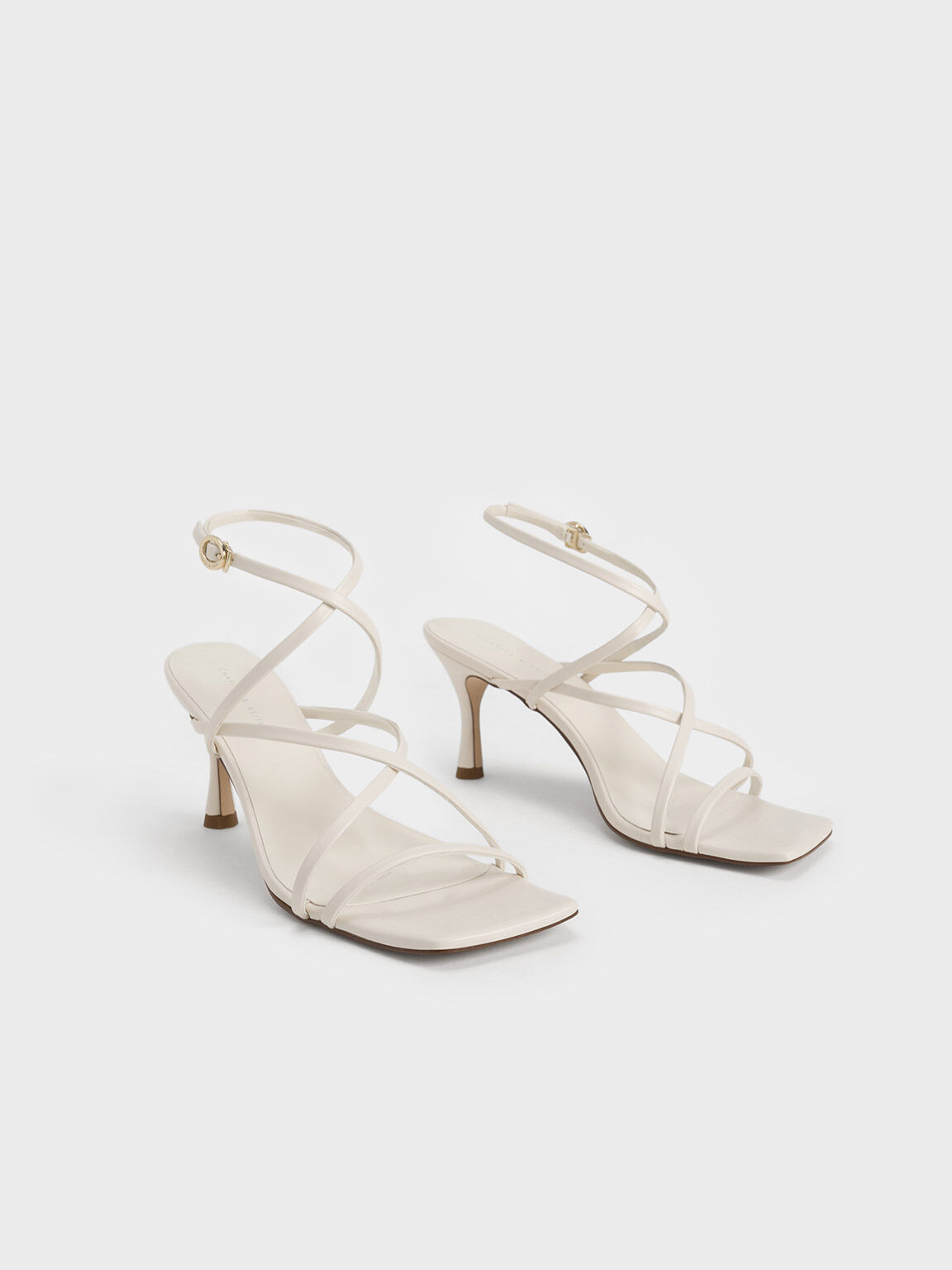 Sandal Strappy Textured Crossover, Cream, hi-res